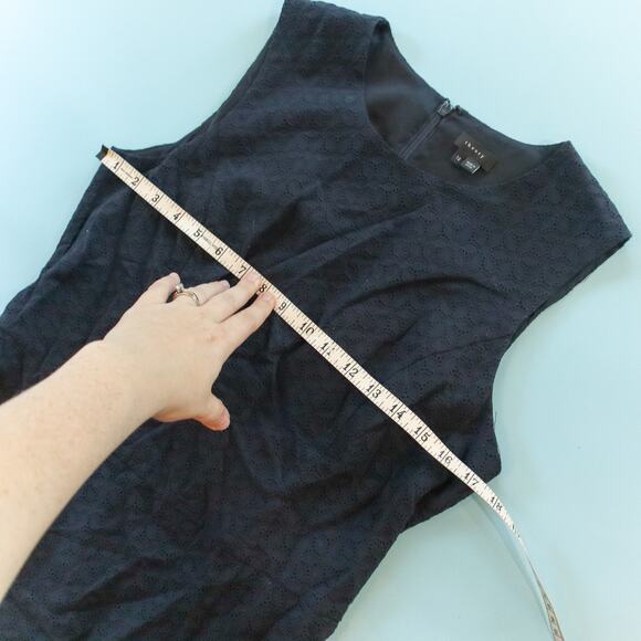 Theory Navy Textured Sleeveless Knee Length Dress Size 12 Frantias - Picture 4 of 9